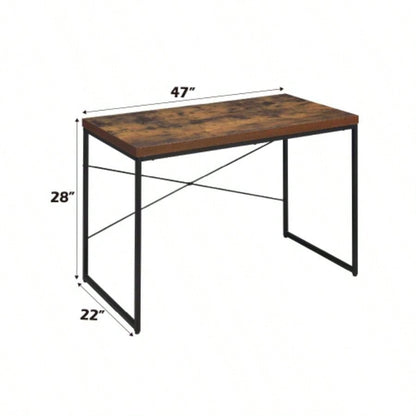 Weathered Oak Black Writing Desk