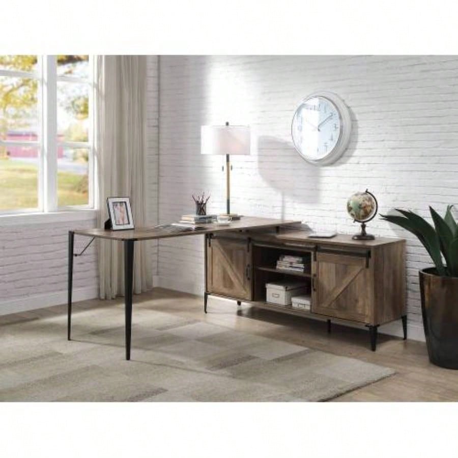 Desirre Rustic Oak Black Wirting Desk/ USB Port