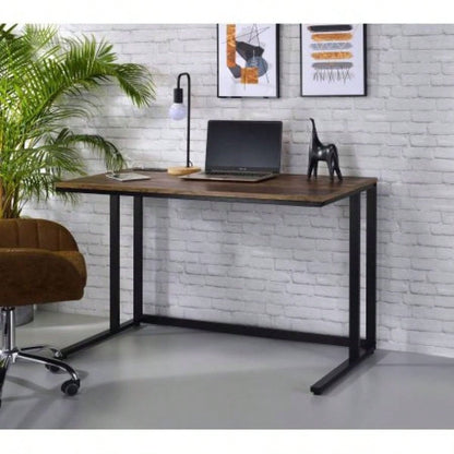 Tyrese Walnut Black Writing Desk/USB