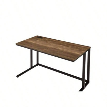 Tyrese Walnut Black Writing Desk/USB