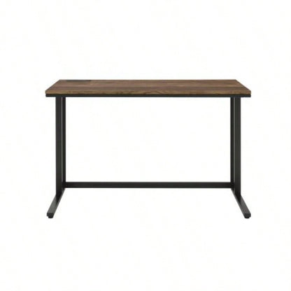 Tyrese Walnut Black Writing Desk/USB