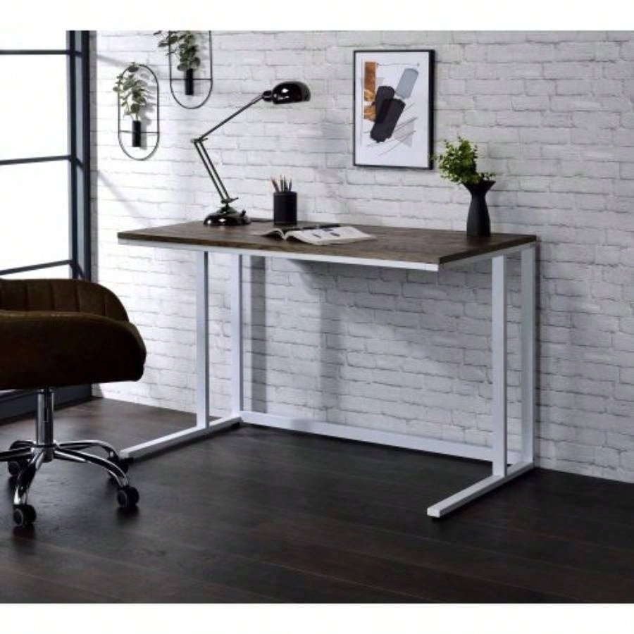 Tyrese Walnut Black Writing Desk/USB