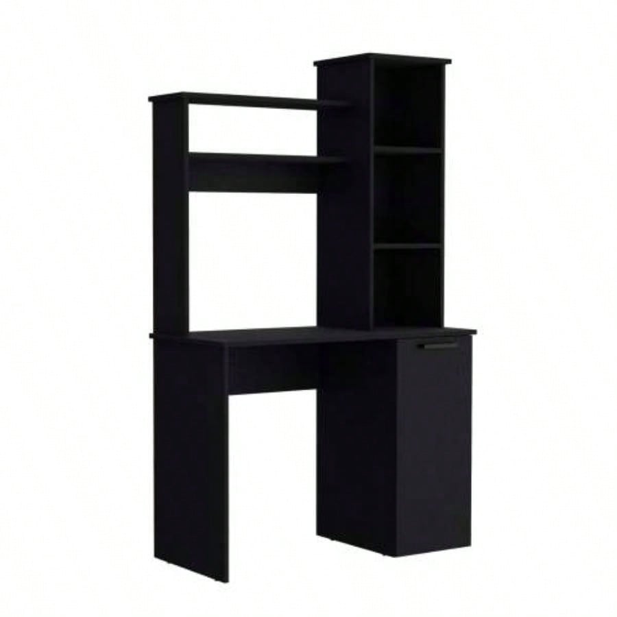 Muncy Computer Desk with Ample Work Surface, Hutch Storage and Single Door Cabinet with 3 - Tier Shelves, White