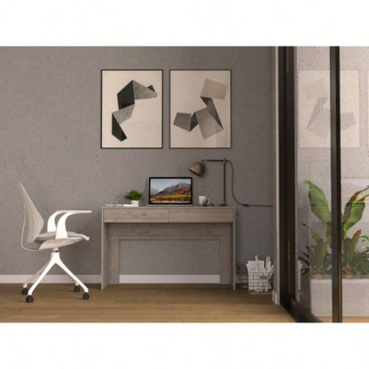 Computer Desk with Two Drawers Writing, Light Gray