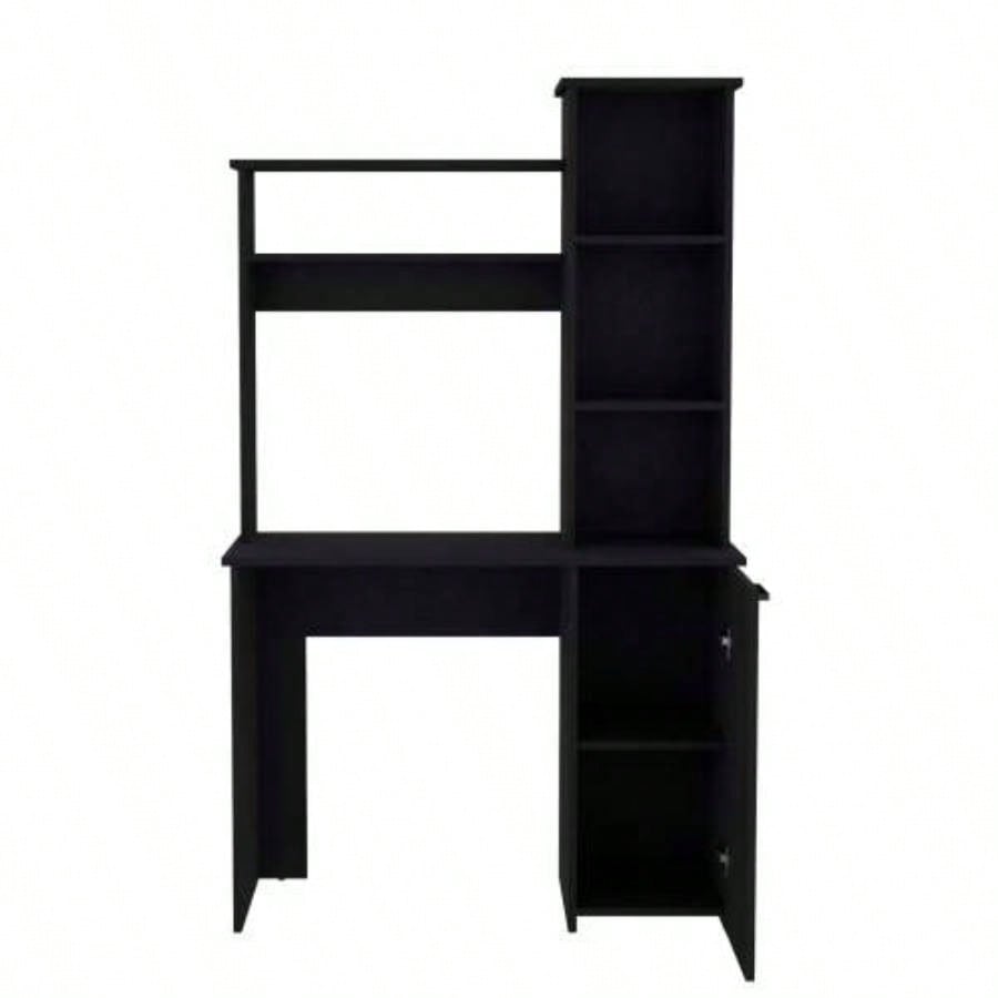 Muncy Computer Desk with Ample Work Surface, Hutch Storage and Single Door Cabinet with 3 - Tier Shelves, White