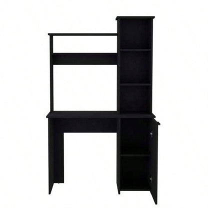 Muncy Computer Desk with Ample Work Surface, Hutch Storage and Single Door Cabinet with 3 - Tier Shelves, White
