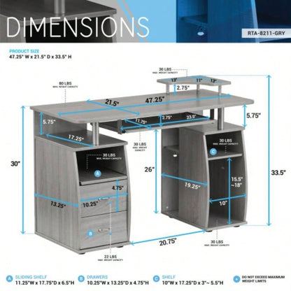 Techni Mobili Complete Computer Workstation Desk With Storage,
