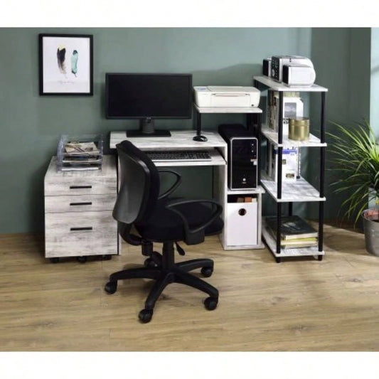 Lyphre Antique White Black Computer Desk