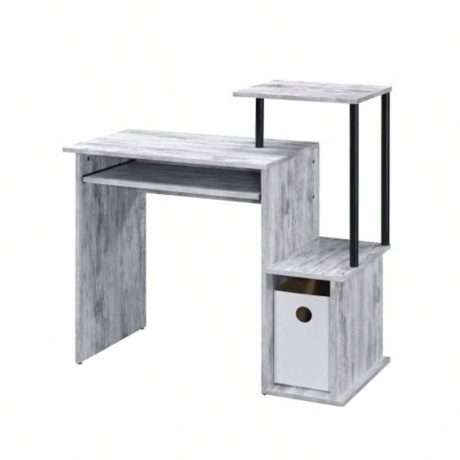 Lyphre Antique White Black Computer Desk
