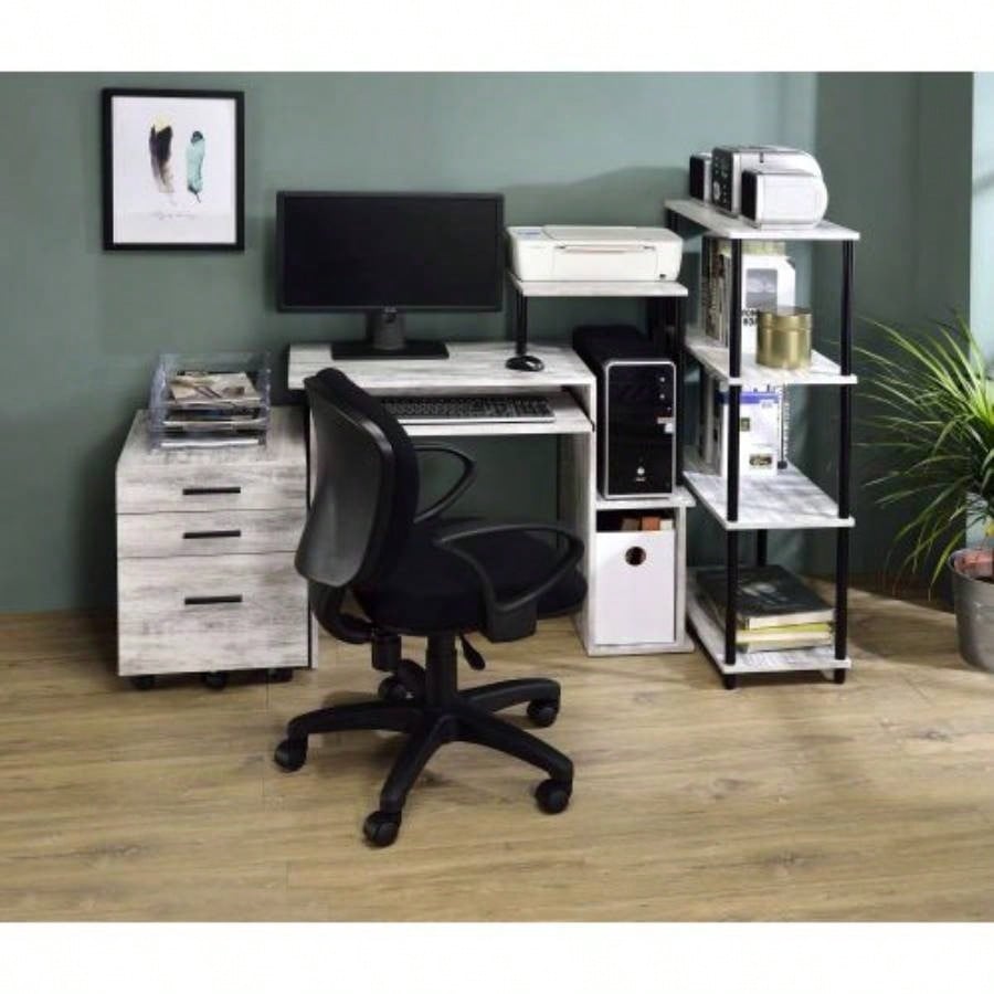 Lyphre Antique White Black Computer Desk