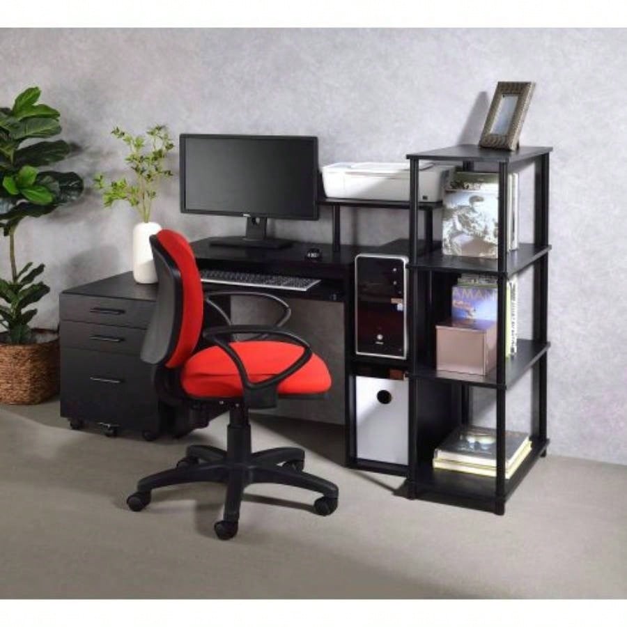 Lyphre Antique White Black Computer Desk