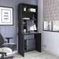 Computer Hutch Desk, Lower Shelf, Four Shelves, Black