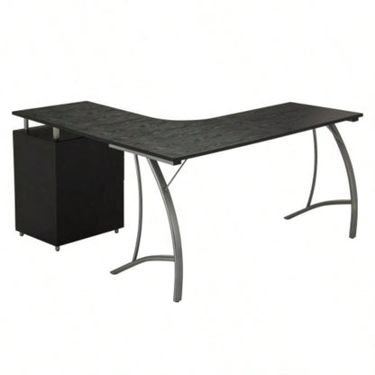 Techni Mobili Modern L - Shaped Computer Desk with File Cabinet and Storage, Espresso