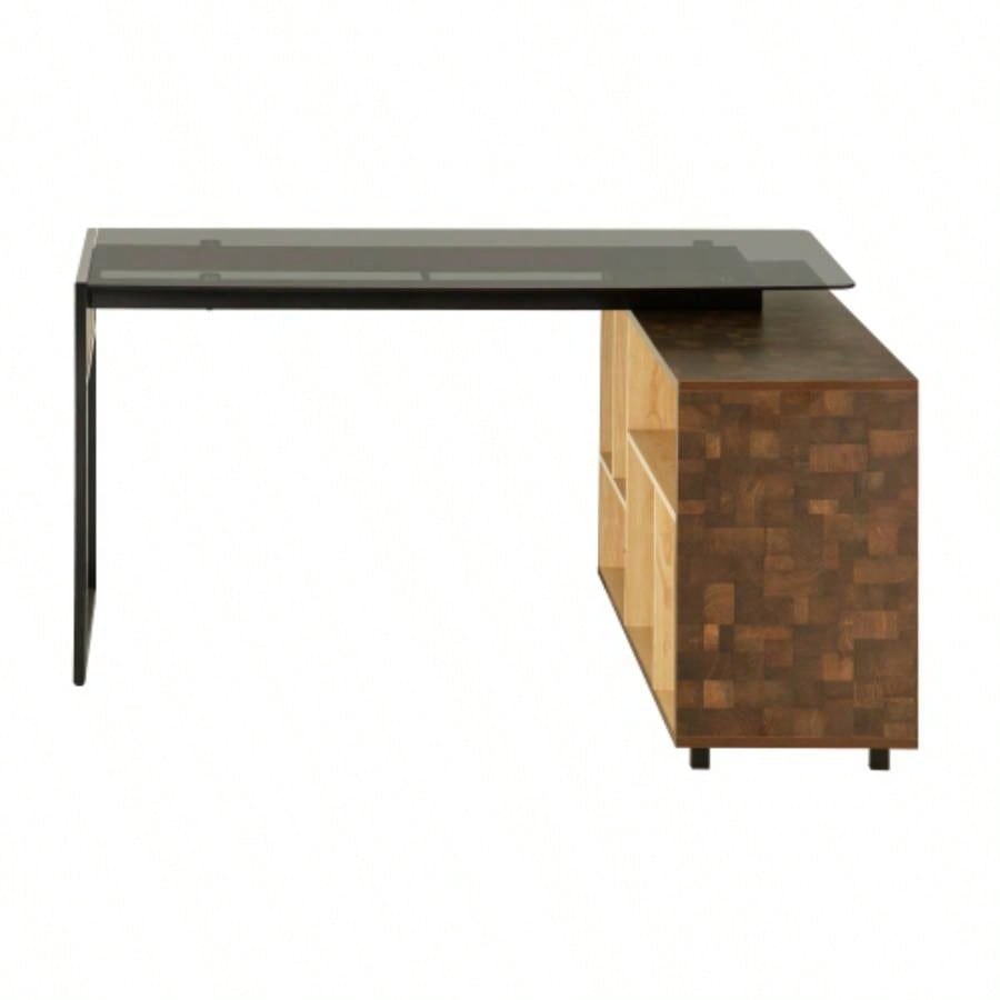 Techni Mobili L - Shape Corner Desk with Multiple Storage, Oak