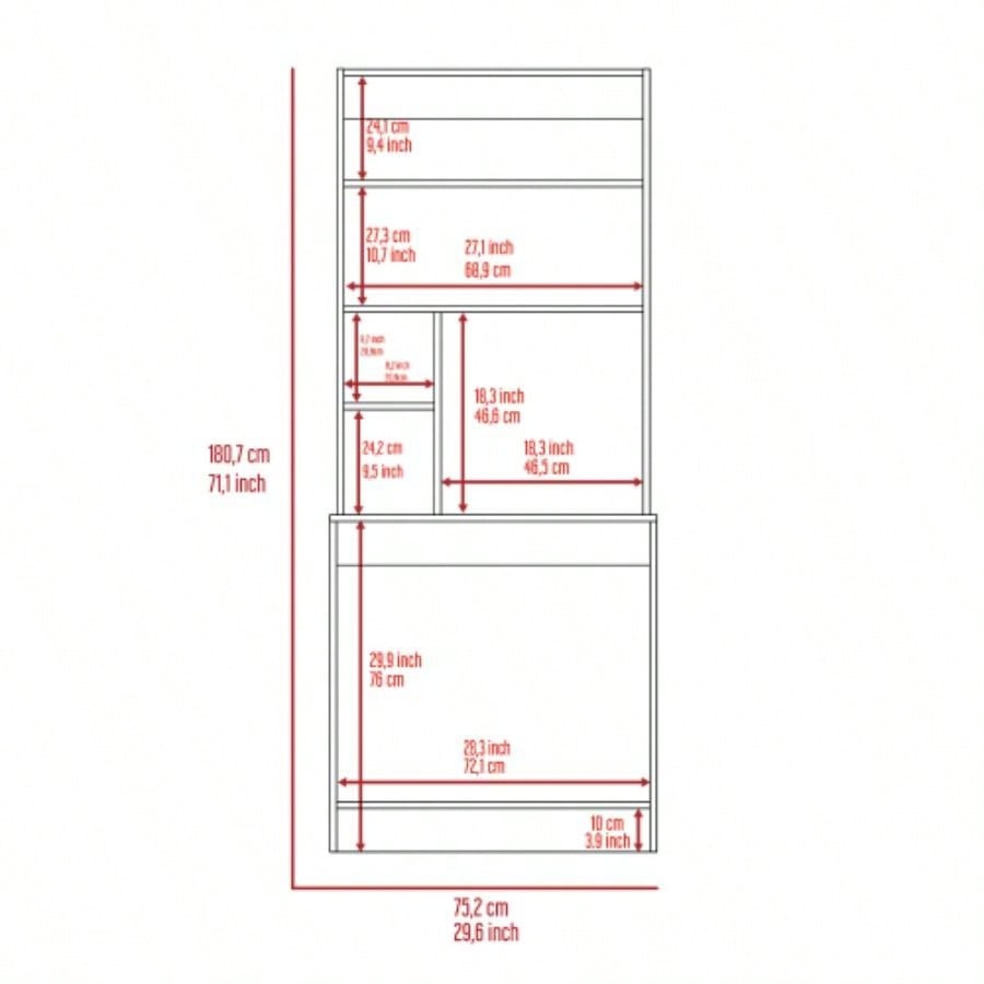 Computer Hutch Desk, Lower Shelf, Four Shelves, Black