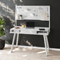 Techni Mobili Study Computer Desk with Storage Magnetic Dry Erase White Board, White