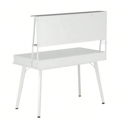 Techni Mobili Study Computer Desk with Storage Magnetic Dry Erase White Board, White