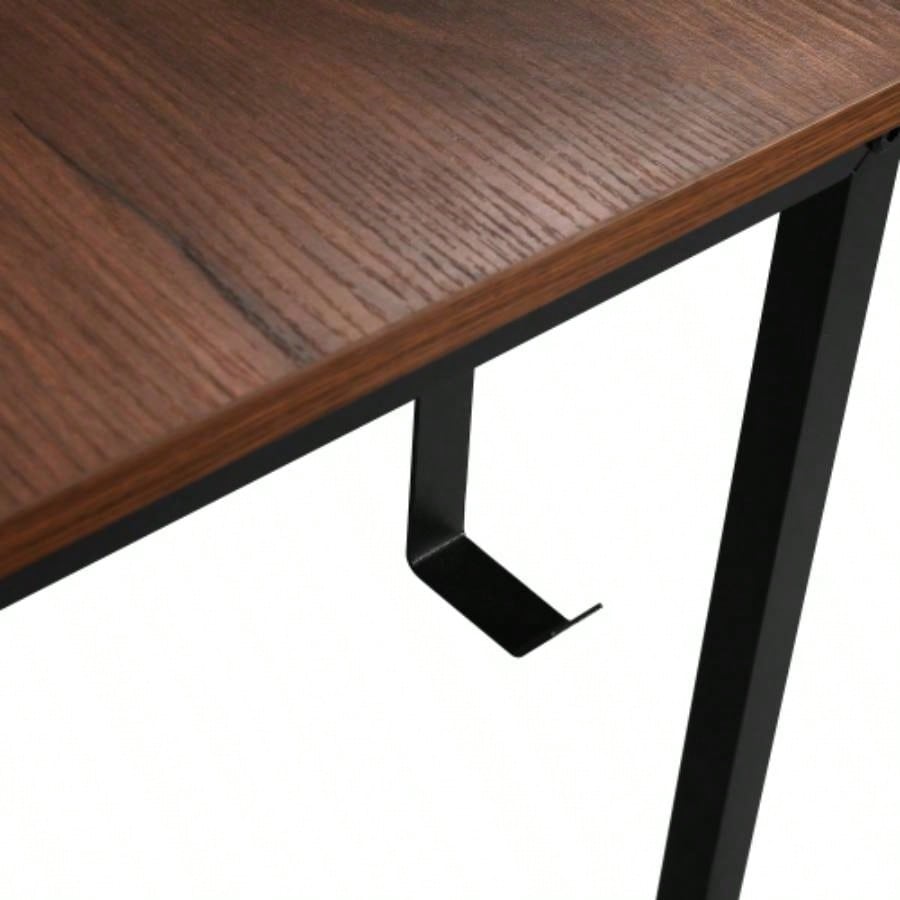 Techni Mobili L - Shape Industrial Desk with storage shelves, Walnut
