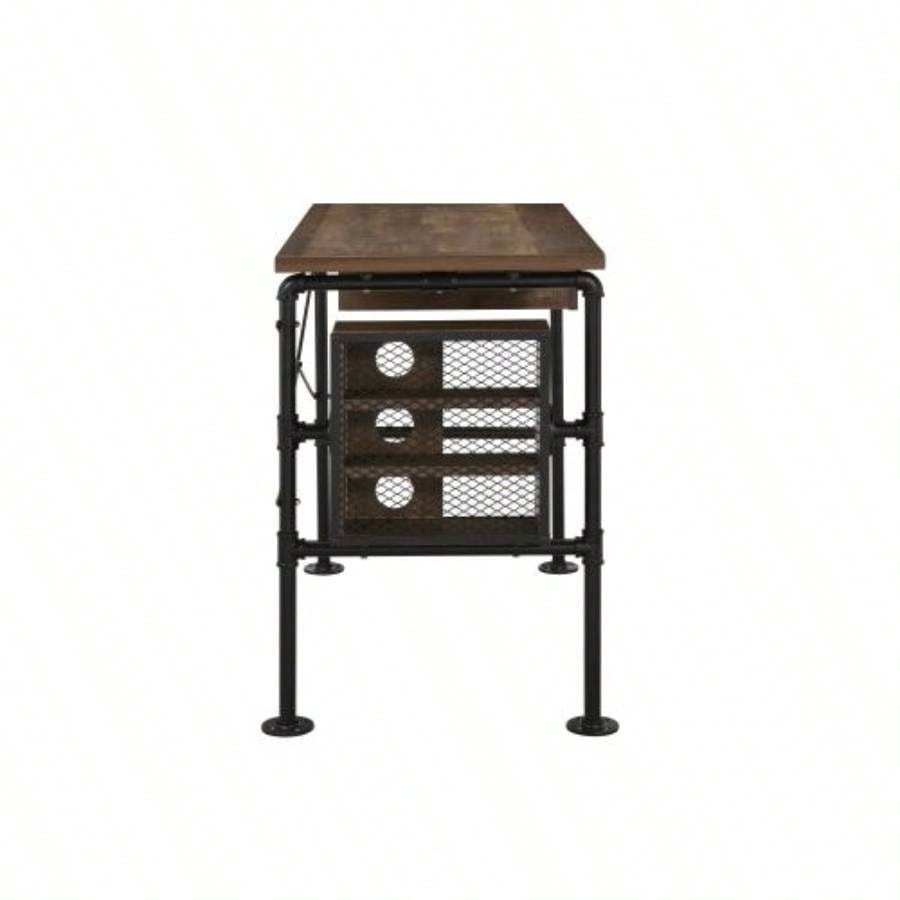 Endang Weathered Oak Black Writing Desk