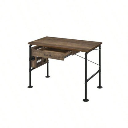 Endang Weathered Oak Black Writing Desk