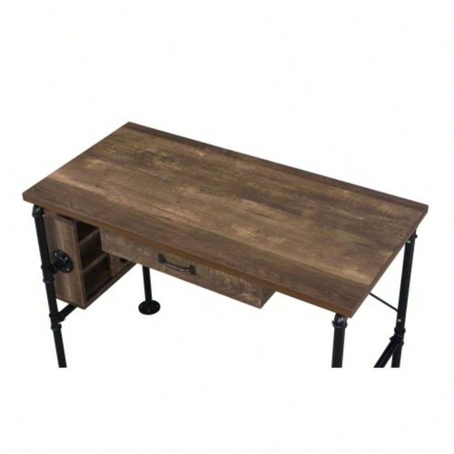 Endang Weathered Oak Black Writing Desk