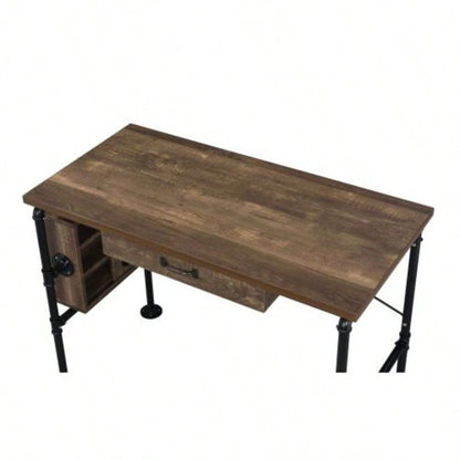 Endang Weathered Oak Black Writing Desk