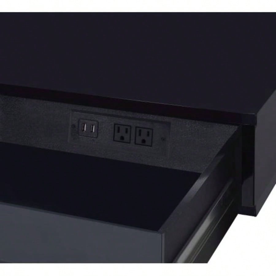 Coleen Black High Gloss Writing Desk/USB