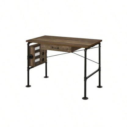Endang Weathered Oak Black Writing Desk
