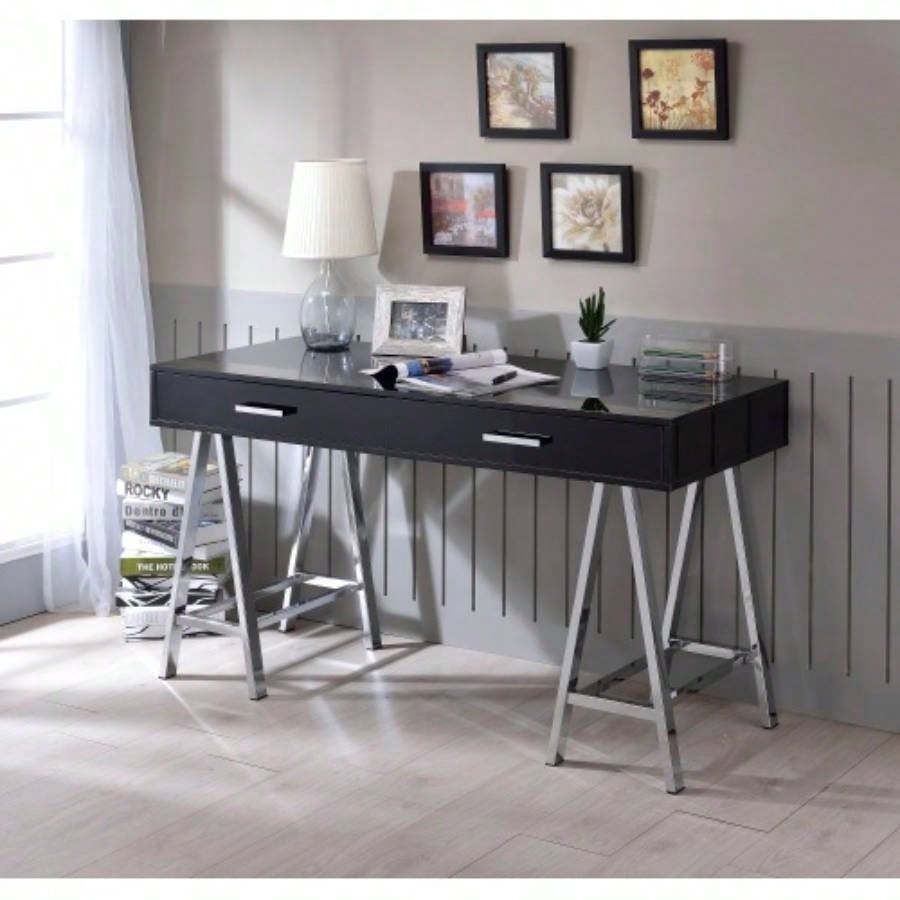 Coleen Black High Gloss Writing Desk/USB