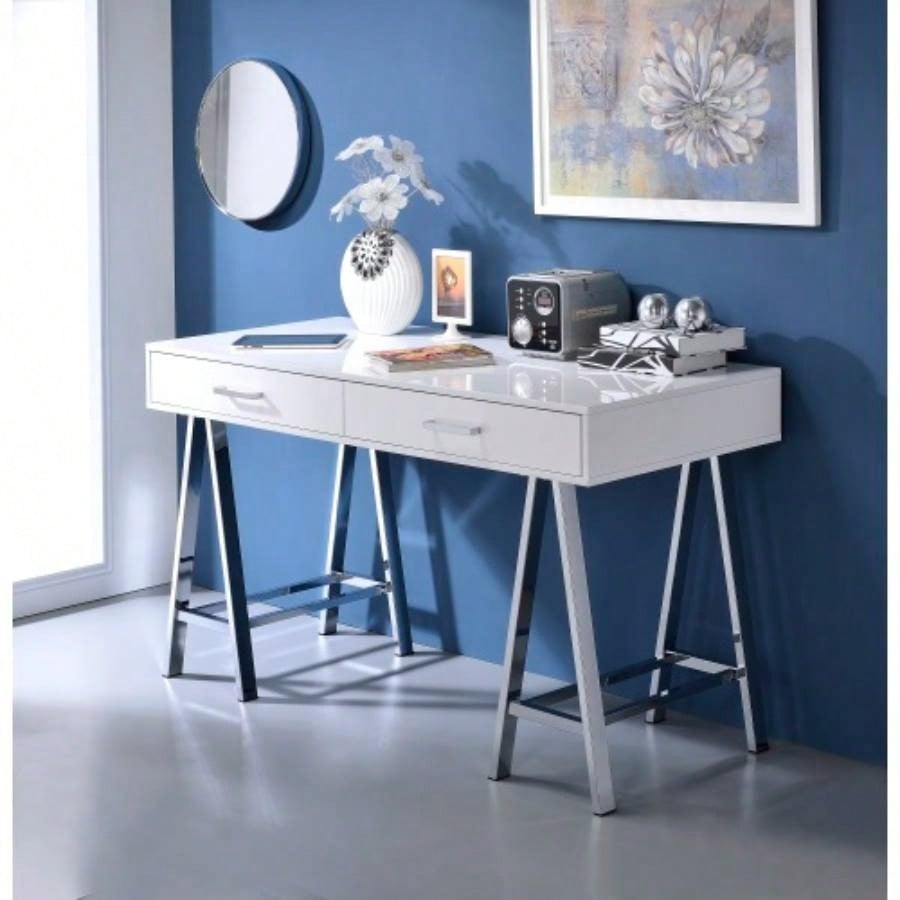 Coleen Black High Gloss Writing Desk/USB