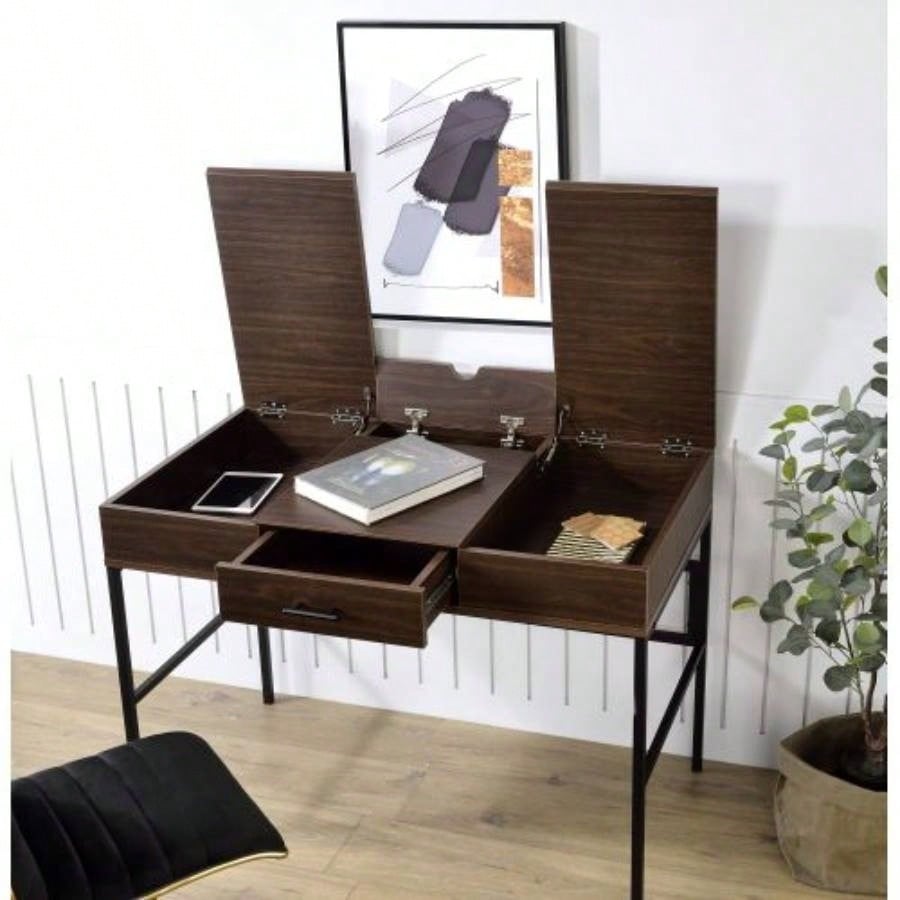 Verster Oak Black Writing Desk/USB