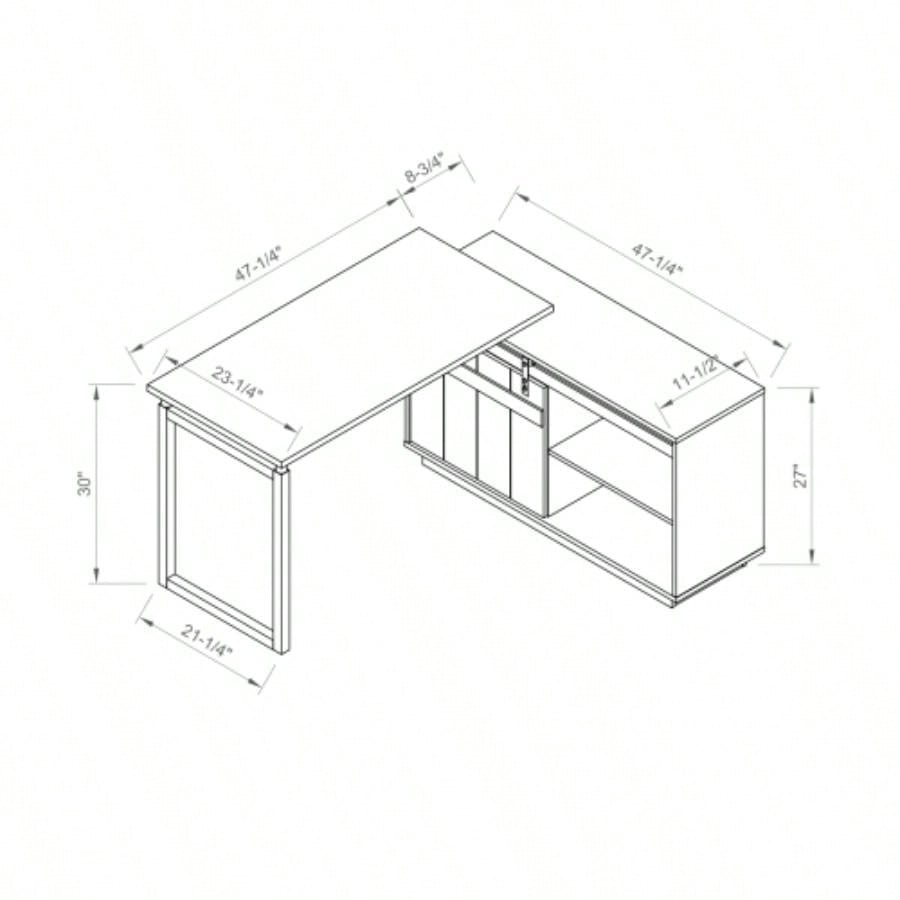 Desk L - shaped Workstation Home Office attached storage credenza sliding barn door finished on back reversible Hazelnut