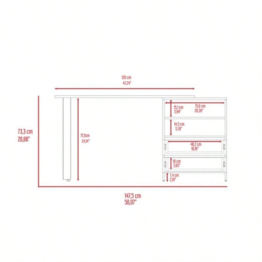 Pragma 120 Writing Desk, Two Drawers, Two Shelves