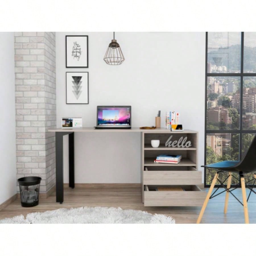 Pragma 120 Writing Desk, Two Drawers, Two Shelves