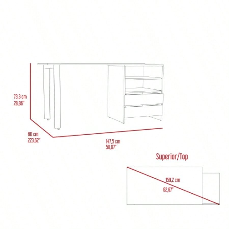 Pragma 120 Writing Desk, Two Drawers, Two Shelves