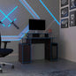 Gaming Desk, 1 Door, 6 Shelves, Black Wengue/ Blue