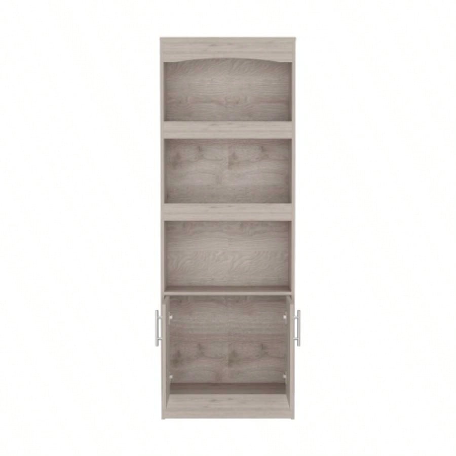 2 Piece Office Set, Dozza Bookcase+ Desk, Light Gray