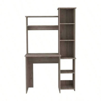 2 Piece Office Set, Dozza Bookcase+ Desk, Light Gray