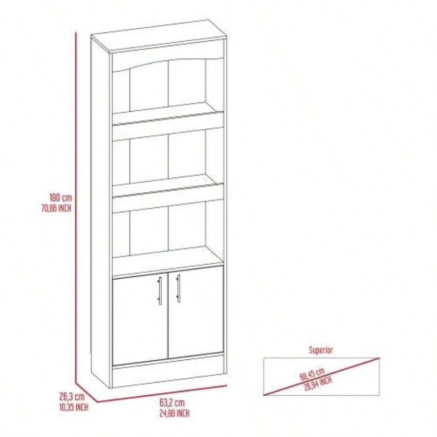 2 Piece Office Set, Dozza Bookcase+ Desk, Light Gray