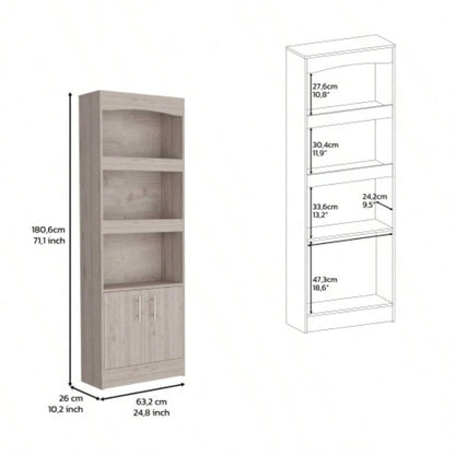 2 Piece Office Set, Dozza Bookcase+ Desk, Light Gray