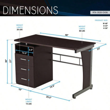 Techni Mobili Computer Desk with Ample Storage
