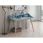 Roskilde Mid - Modern Wood Writing Desk with Hutch, Blue