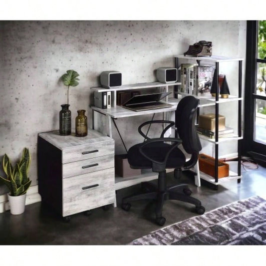 Nypho Antique White Black Writing Desk