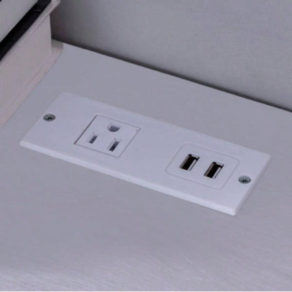 Home office writing desk Ground outlet USB - A ports finished on back Wooden leg frame