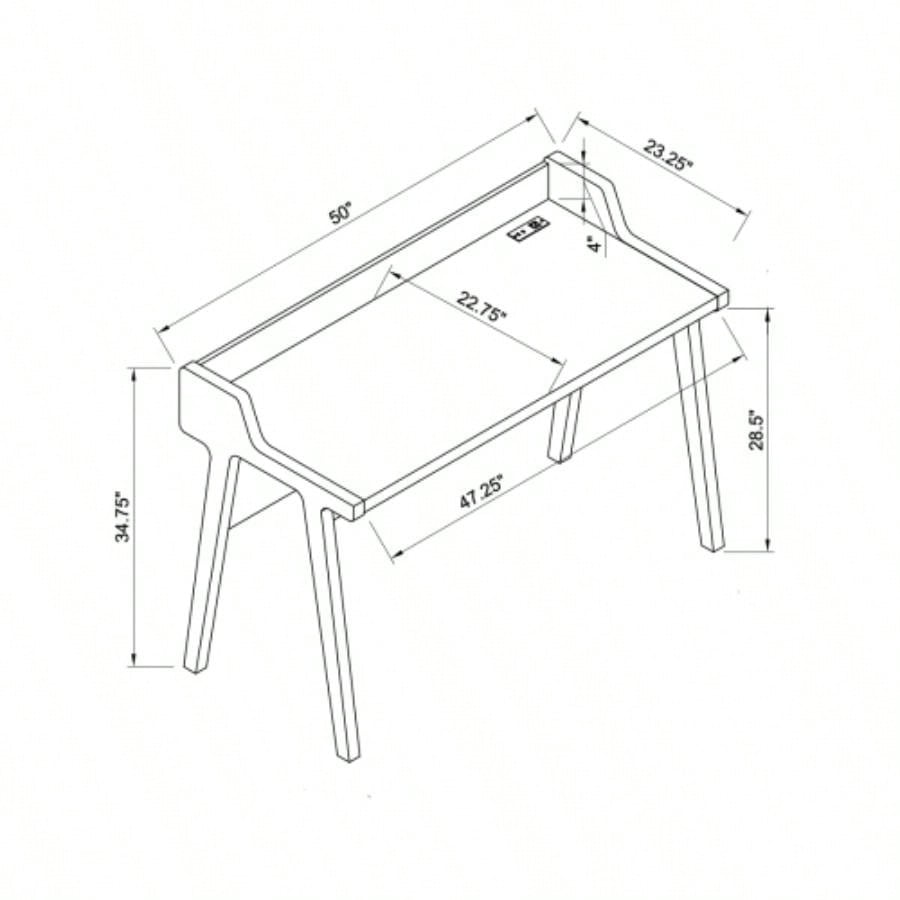 Home office writing desk Ground outlet USB - A ports finished on back Wooden leg frame