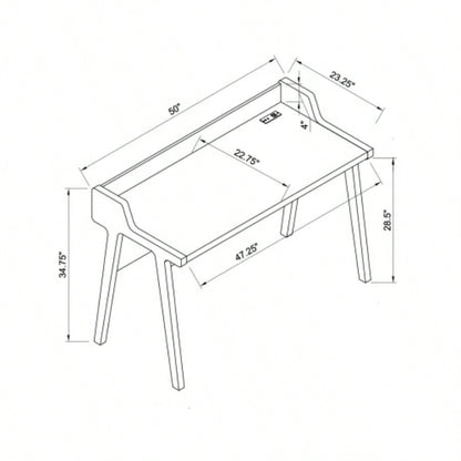 Home office writing desk Ground outlet USB - A ports finished on back Wooden leg frame