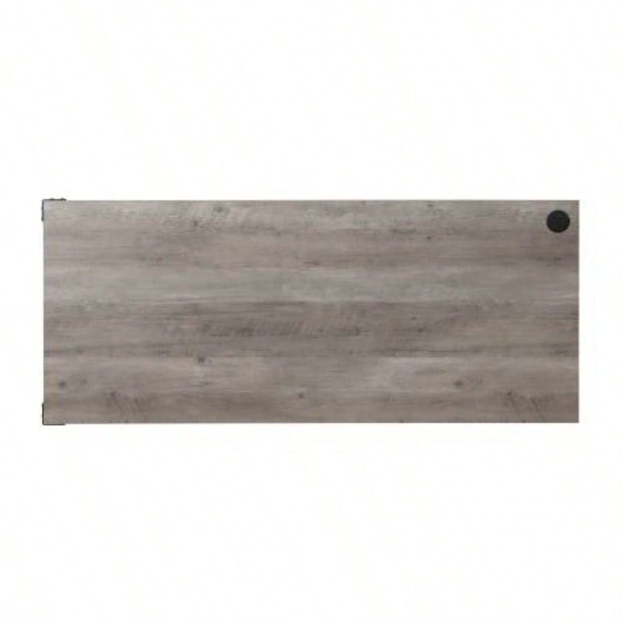 Zakawani Gray Oak Black Writing Desk with a Cabinet