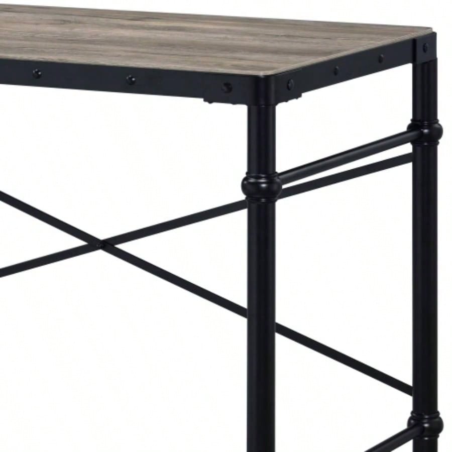 Oklarth Rustic Oak Black Writing Desk