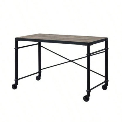 Oklarth Rustic Oak Black Writing Desk