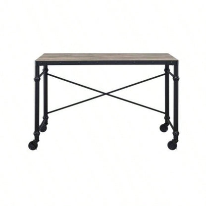 Oklarth Rustic Oak Black Writing Desk